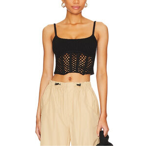 Lpa 'Macrae' Black Crochet Corset Top Size M